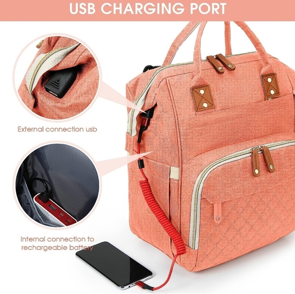 Multi-function Large Capacity Diaper Bag Backpack (Pink) - Picture 7 of 12